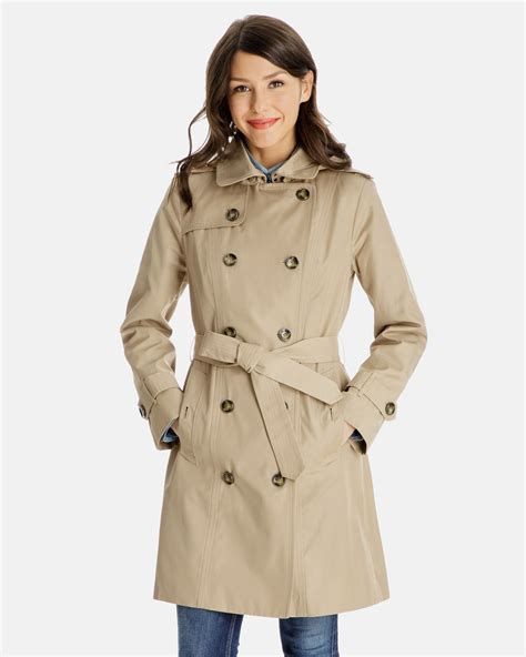 women's trench coat with hood and removable lining